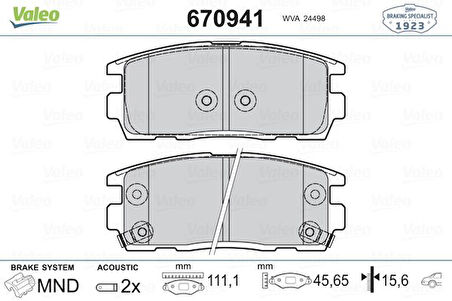 Chevrolet Arka Fren Balatası Captıva Antara 2,0 Cdti / 2,2 Cdti / 2,4 / 3,0 / 3,2 V6 01 / 11 - Valeo 670941