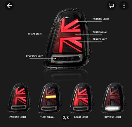 Mini cooper r59 stop lambası ledli british flag 2008 / 2014