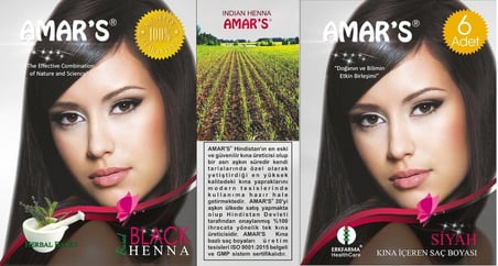 AMAR’S® KINA İÇEREN SAÇ BOYASI SİYAH RENK  6’lı 10g Paket- 10 KUTU