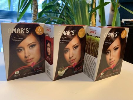 AMAR’S® KINA İÇEREN SAÇ BOYASI SİYAH RENK  6’lı 10g Paket- 3 KUTU