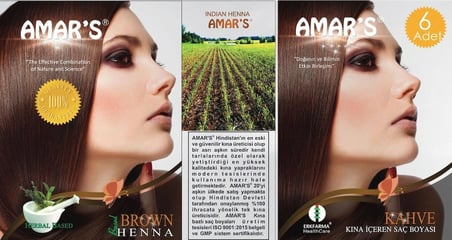 AMAR’S® KINA İÇEREN SAÇ BOYASI KAHVE RENK  6’lı 10g Paket- 1 KUTU