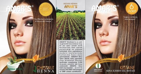 AMAR’S® HENNA KINA İÇEREN SAÇ BOYASI KESTANE RENK  6’lı 10g Paket- 10 KUTU