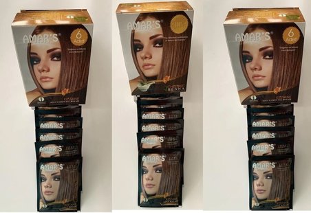 AMAR’S® HENNA KINA İÇEREN SAÇ BOYASI KESTANE RENK  6’lı 10g Paket- 3 KUTU