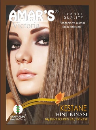 AMAR’S® HENNA KINA İÇEREN SAÇ BOYASI KESTANE RENK  6’lı 10g Paket- 3 KUTU