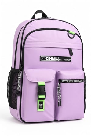 Okul Sırt Çantası Açık Pembe 3 Bölmeli Ortopedik Matara Cepli 42x27x16cm