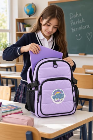 Okul Sırt Çantası Cool Purple 3 Bölmeli Ortopedik Matara Cepli 44x30x20cm