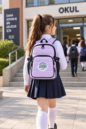 Okul Sırt Çantası Cool Purple 3 Bölmeli Ortopedik Matara Cepli 44x30x20cm