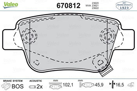 Toyota Arka Fren Balatası Disk Toyota Avensis 1.6 03-08 Corolla Verso 04-07 - Valeo 670812
