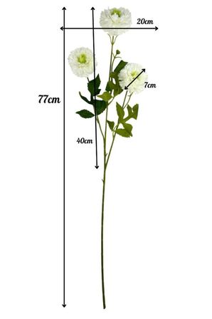 Yapay Çiçek Kasımpatı BEYAZ Uzun Dal 3 Çiçekli 77Cm