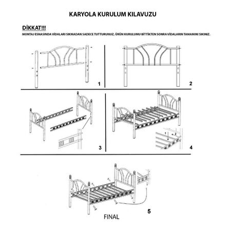 Reyo Orkide Çift Kişilik Ferforje Beyaz Metal Karyola 180x200