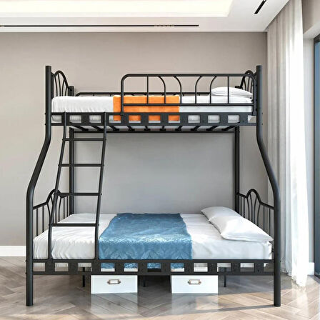 Reyo İmaj 3 Kişilik Ebeveyn 3'lü Metal Ranza Siyah   90x200 / 140X200