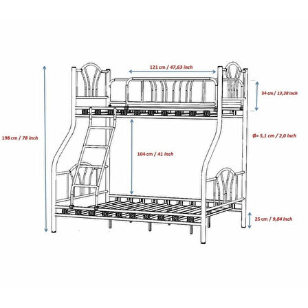 Reyo İmaj 3 Kişilik Ebeveyn 3'lü Metal Ranza Beyaz  90x190 / 140x190