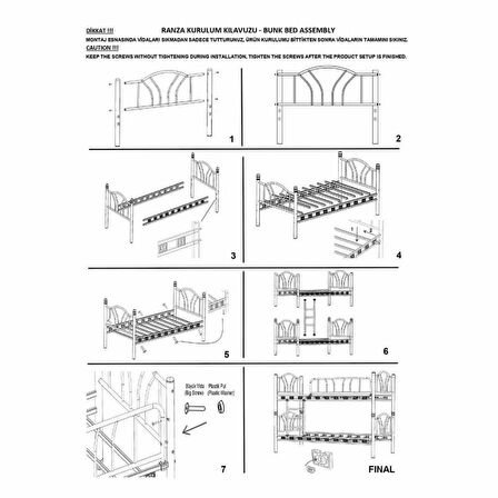 Reyo İmaj 3 Kişilik Ebeveyn 3'lü Metal Ranza Beyaz 90x200 / 140X200