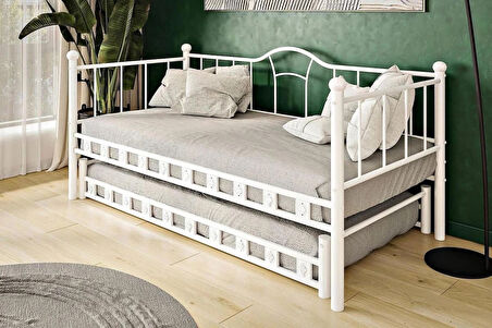 Reyo Kamelya Yavrulu Daybed Sedir Karyola Beyaz 90X190