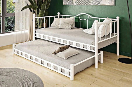 Reyo Kamelya Yavrulu Daybed Sedir Karyola Beyaz 90X190