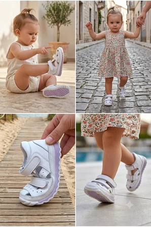 Hakiki Deri Tam Ortopedik İlk Adım Bebe Ayakkabı Mor