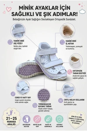 Hakiki Deri Tam Ortopedik İlk Adım Bebe Ayakkabı Mor