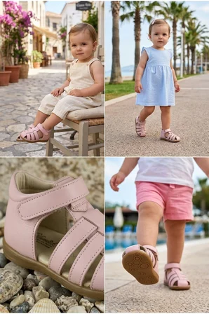 Ortopedik Bilek Destekli Kaymaz Tabanlı İlk Adım Bebe Ayakkabı pembe