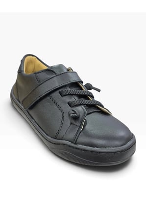 Ortopedik Taban Hakiki İç Dış Deri Kaymaz Taban Esnek Unisex Çocuk Ayakkabı Siyah