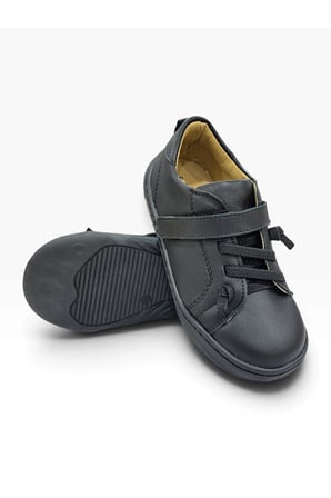 Ortopedik Taban Hakiki İç Dış Deri Kaymaz Taban Esnek Unisex Çocuk Ayakkabı Siyah