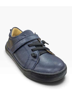 Ortopedik Taban Hakiki İç Dış Deri Kaymaz Taban Esnek Unisex Çocuk Ayakkabı Lacivert