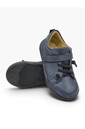 Ortopedik Taban Hakiki İç Dış Deri Kaymaz Taban Esnek Unisex Çocuk Ayakkabı Lacivert