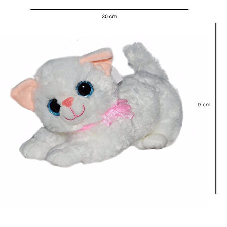 Sesli Peluş Kedi  30 cm - 1609032 - Beyaz