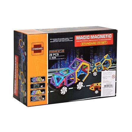 Magic Magnetic 29 Parça Araba Tekerli Magnetik (KZL-JH6866)