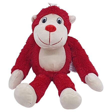 Peluş Maymun 40 cm - Yumuşak Peluş - G5501 - Kırmızı