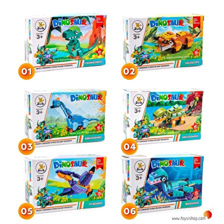 Bricks - Dinasaur 6 Farklı Dinazor Blok Oyuncak Yapım Seti - SM2550