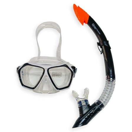 Tempered Camlı Premium Silikon Dalış Maskesi ve Snorkel Yetişkin - Siyah