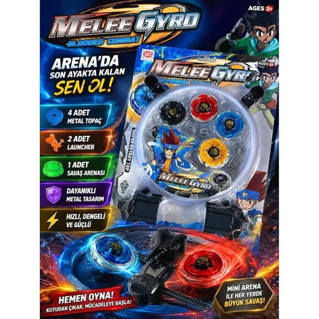  MELEE GYRO BEYBLADE 329-2 4 TOPAÇ SAHALI METAL+PLASTİK KARTELA 3+