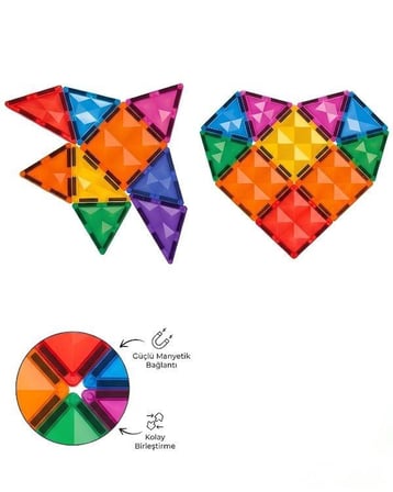 KZL Kids Home Renkli Manyetik Yapı Blokları Seti 7.5 cm 45 Parça 188M32