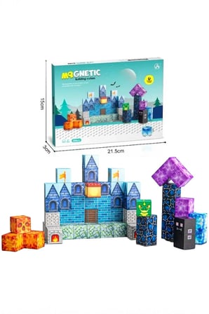 KZL Manyetik Blok Yapı Küpleri Seti 64 Parça (2x2x2 cm) - Mıknatıslı Zeka Oyuncağı