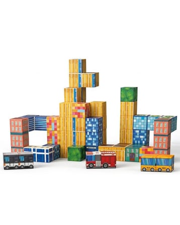 KZL Şehir Temalı Manyetik Blok Yapı Küpleri Seti 2x2x2 cm 67 Parça CH1432