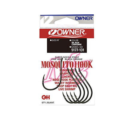 Owner Mosquito Hook Black Chrome Sinek İğnesi BLACK-NO:1