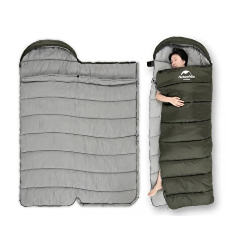 Naturehike U250 Zarf Tarzı Kapüşonlu Uyku Tulumu -10°C HAKİ-Left
