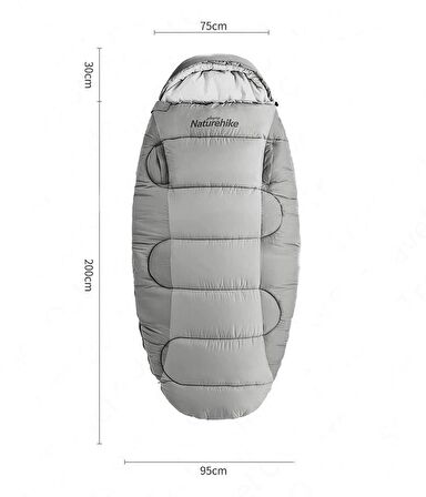 Naturehike PS300 Oval Ultralight Uyku Tulumu -9°C ( Cloudy Grey )