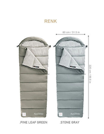 Naturehike M300 Pongee Pamuklu Uyku Tulumu -13°C GRİ-Left