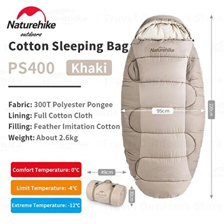 Naturehike PS400 Oval Ultralight Uyku Tulumu -12°C ( Cloudy Grey )