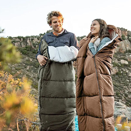 Naturehike U350S Zarf Tarzı Kapüşonlu Uyku Tulumu -17°C KAHVERENGİ-Left