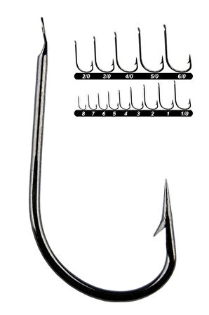 Youvella 1403 Kısa Pala Dövme Olta İğnesi 100'lü Kutu Black Nikel NO:1/0