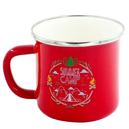 Orcamp Retro Emaye Kupa Bardak 330 cc [Summer Camp] KIRMIZI