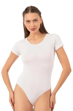 Fit Kesim - BİSİKLET YAKA Kısa Kol Kancalı Body, Tesettür Body SOFT PAMUK (Dar Kesim Vücudu Sarar)