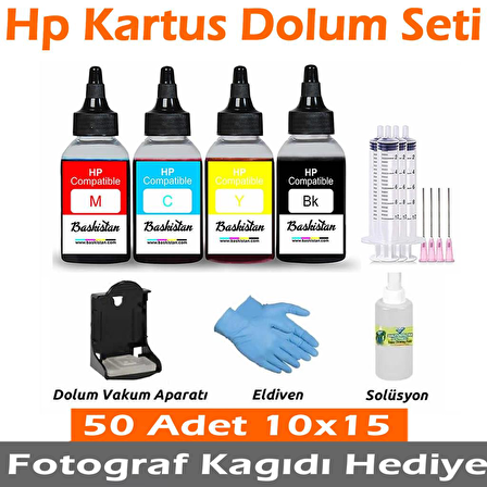 Hp Tüm Model Yazıcılar için Kartuş Dolum Seti (Fotoğraf Kağıdı Hediyeli)
