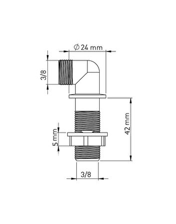 Yapıtaşı Yt242 Klozet Temiz Su Flex Hortum Baglantı Aparatı dirsek pirinç 3/8-1Adet