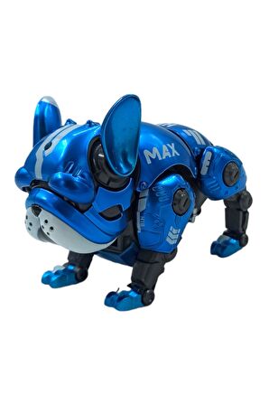  Havlayan, Işıklı ve Ayarlanabilir Oyuncak Robot Metal Köpek 12cm. Mavi