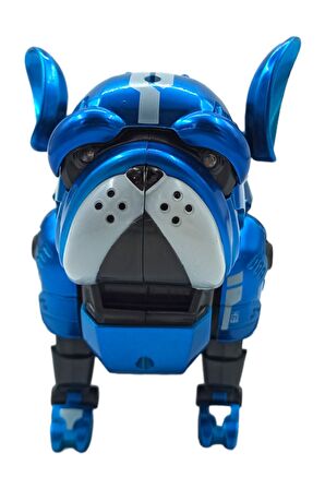  Havlayan, Işıklı ve Ayarlanabilir Oyuncak Robot Metal Köpek 12cm. Mavi