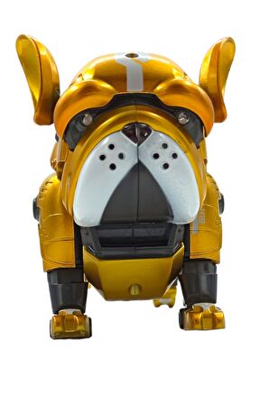 Havlayan, Işıklı ve Ayarlanabilir Oyuncak Robot Metal Köpek 12cm. Sarı