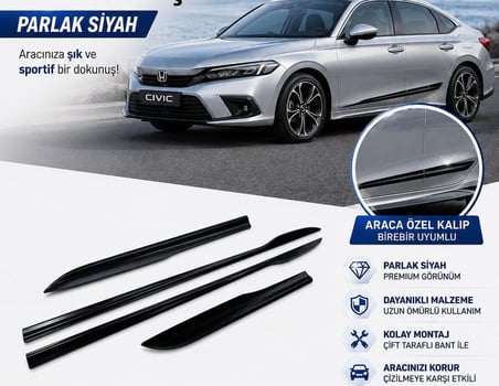 AUTOGP  Honda civic fe1 kapı alt çıtası siyah ( geniş model ) 2021+
